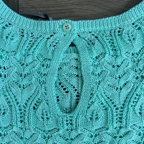 NWT ANTHROPOLOGIE Mint Green Lace Knit Top Size Medium - Picture 7 of 8